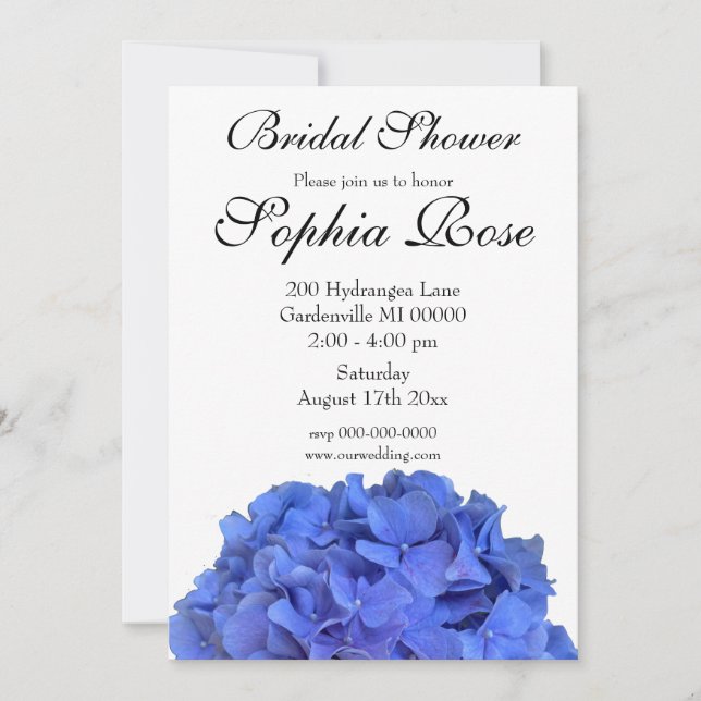 Invitation Bleu perwinkel élégant floral douche nuptiale (Devant)