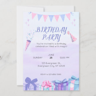 Invitation Bleu pourpre Anniversaire Bash