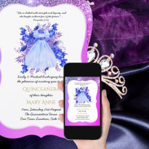 Bleu pourpre Quinceañera BLEU Floral Élégant