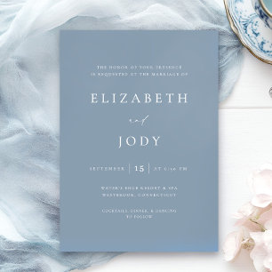 Invitation Bleu Poussiéreux Élégant Simple Mariage Moderne