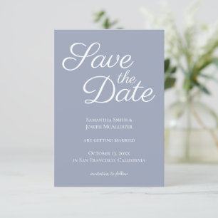 Invitation Bleu Poussiéreux et Élégant Blanc Enregistrer la D