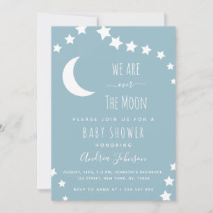 Invitation Bleu poussiéreux sur la lune et étoiles croissant 
