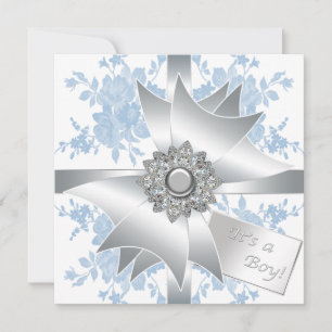 Invitation Bleu Rose Classy Bow Gift Boy Shoy
