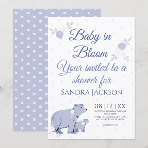 Invitation Bleu Rose mignonne Momma ours Baby shower garçon I