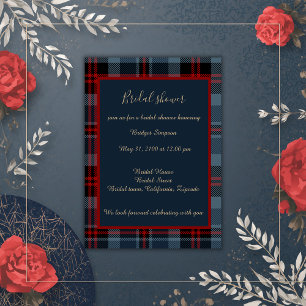 Invitation bleu rouge écossais mariage celtique tartan plaid