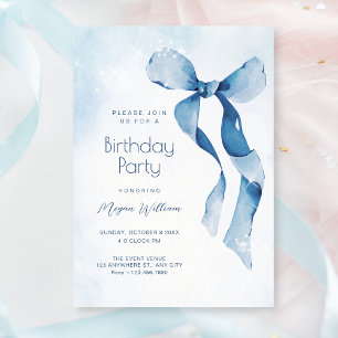 Invitation Bleu ruban anniversaire