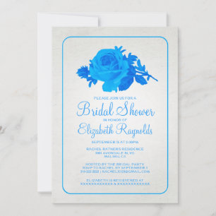 Invitation Bleu Rustique Floral / Fleur Douche nuptiale Invit
