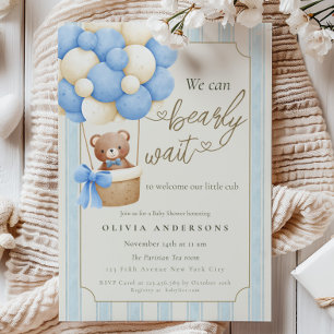 Invitation Bleu Rustique Nous avons hâte Baby Shower