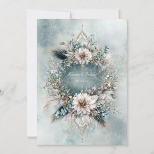 Invitation Bleu sarcelle rustique blanc floral mariage