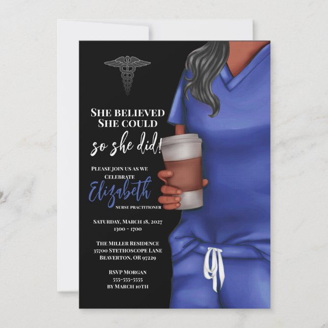 Invitation Bleu Scrubs Infirmière École de soins infirmiers I (Devant)