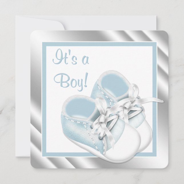 Invitation Bleu Silver Baby Boy Douche (Devant)