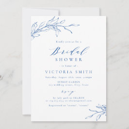 Invitation Bleu simple élégant botanique rustique douche de n