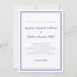 Invitation Bleu Simple Minimaliste Mariage chic