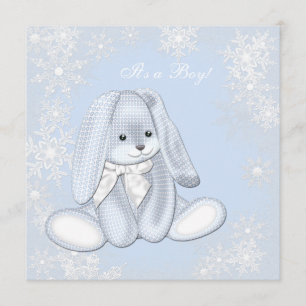 Invitation Bleu Snowflake Winter Wonderland Baby Boy Shoy