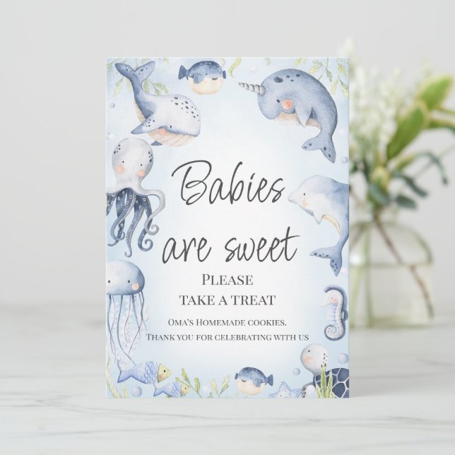Invitation Bleu sous le Baby shower Sea Boys Panneau de la ta (Debout devant)