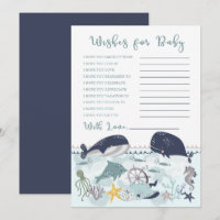 Bleu sous l'océan Mer Baby shower Voeux pour bébé