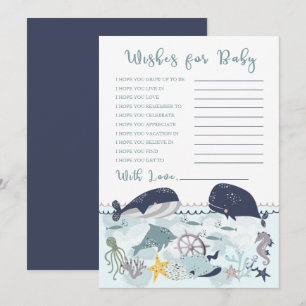 Invitation Bleu sous l'océan Mer Baby shower Voeux pour bébé