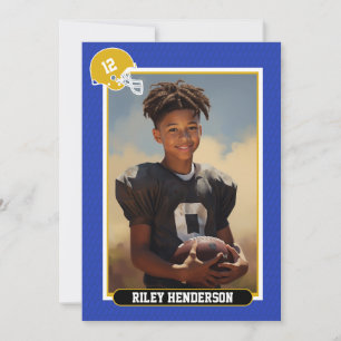 Invitation Bleu Sport Photo Football Anniversaire