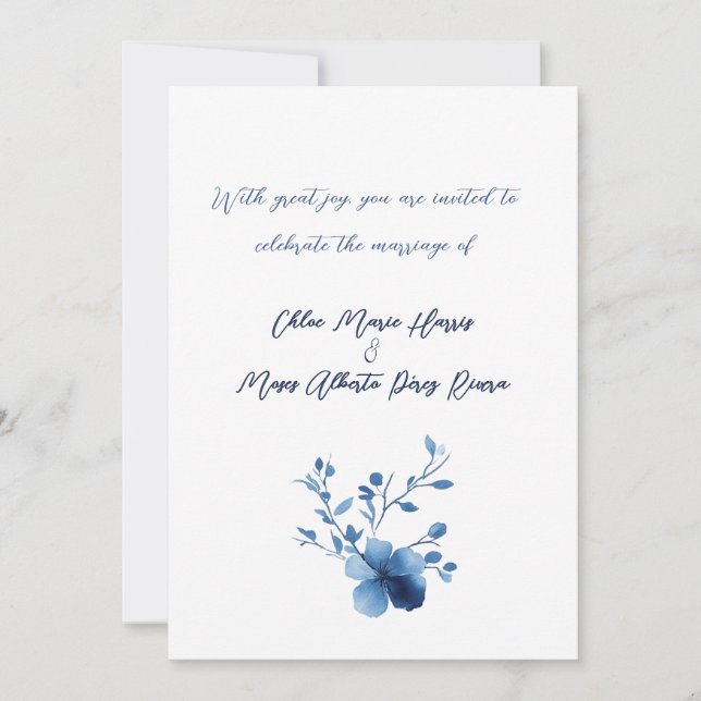 Invitation Bleu sur Bleu, Fleur en fleurs (Devant)