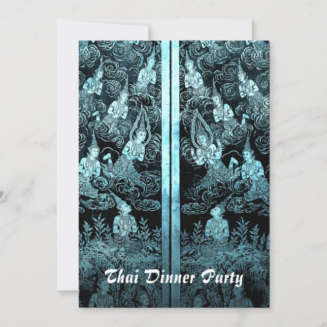 Invitation Bleu thaïlandais d'invitation de partie de thème (Devant)