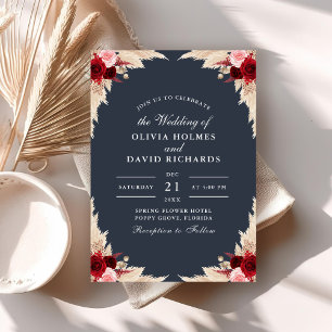 Invitation Bleu Tropical Rose de minuit