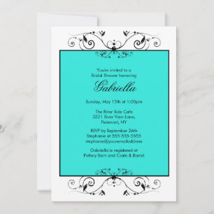 Invitation Bleu turquoise avec douche nuptiale noire