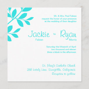 Invitation Bleu Turquoise de la branche de feuilles de Faire-