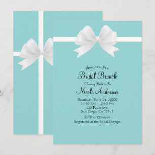 Invitation Bleu Turquoise Minimaliste Robe de Mariée avec un 