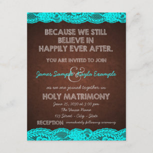 Invitation Bleu Turquoise rustique et Mariage campagnard Brow