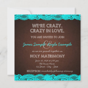 Invitation Bleu turquoise rustique et mariage campagnard de