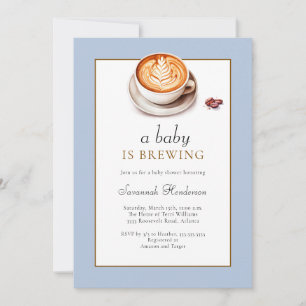 Invitation Bleu Un Bébé Brûle Baby shower de la coupe de café