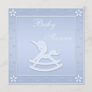 Invitation Bleu Unicorn Cheval Rocking Baby Shoy