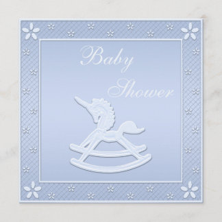 Invitation Bleu Unicorn Cheval Rocking Baby Shoy