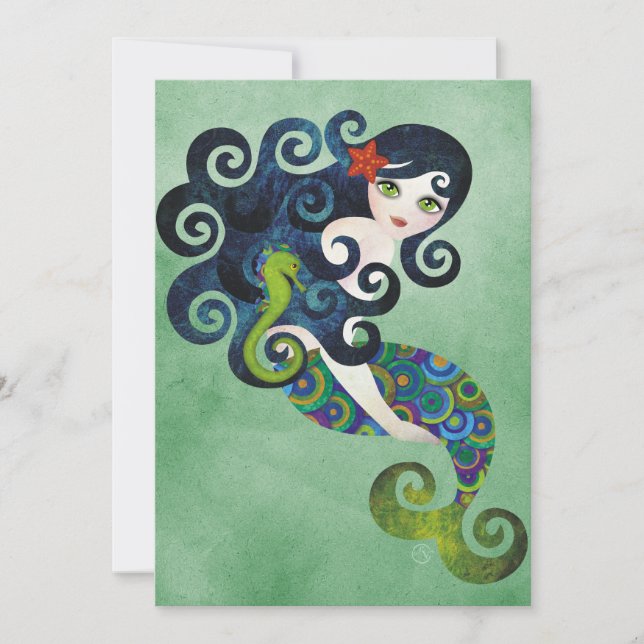 Invitation bleu vert de sirène (Devant)