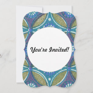 Invitation Bleu vert Rustique Boho Motif circulaire géométriq
