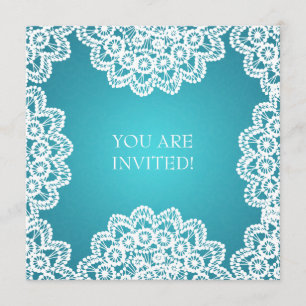 Invitation Bleu vintage de dentelle de Fête de la mariée