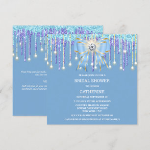 Invitation Bleu violet parties scintillant diamant projecteur
