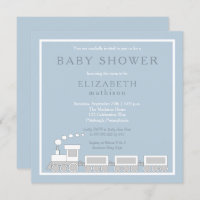 Bleu | White Choo Choo Train Boy Baby shower