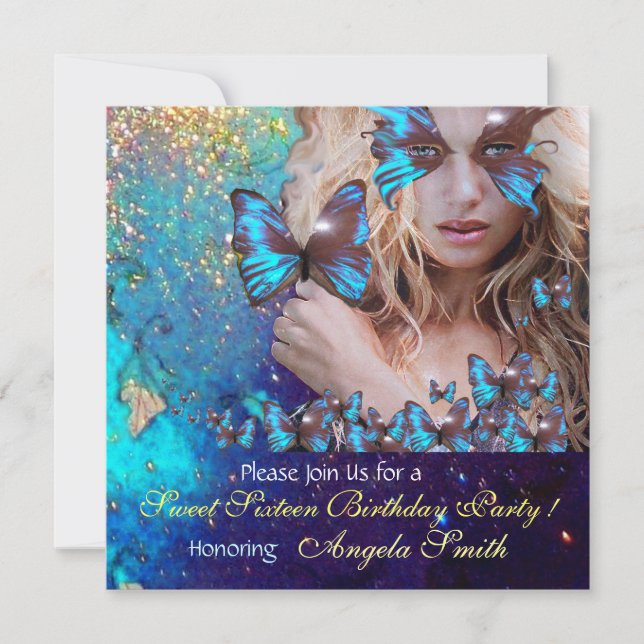 Invitation BLEUE BOUTEILLE SUCRE 16 PARTY MONOGRAM, Champagne (Devant)