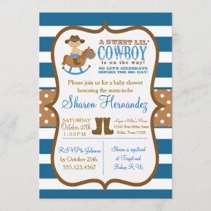 Invitation Bleue Cowboy Baby Boy Shower
