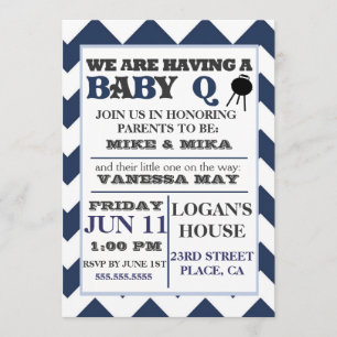Invitation bleue de baby shower de BabyQ de