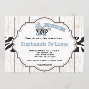 invitation bleue de baby shower de poussette du