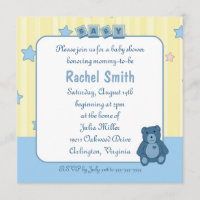 Invitation bleue de baby shower d'ours de nounours