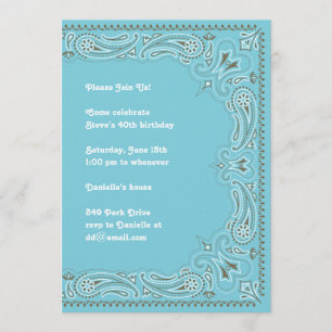 Invitation bleue de Bandana de Paisley