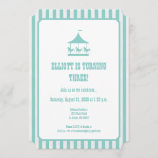Invitation bleue de carrousel de crépon de coton