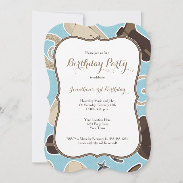 Invitation bleue de fête d'anniversaire de thème (Devant)