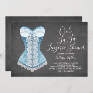 Invitation bleue de Fête de la mariée de lingerie