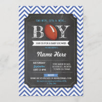 Invitation bleue de rugby de baby shower de garçon