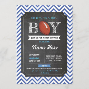 Invitation bleue de rugby de baby shower de garçon