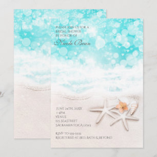 Invitation bleue d'océan d'étoiles de mer blanches